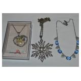 (3) Vtg SIlvertone Necklaces w/ Austria, B.J. &