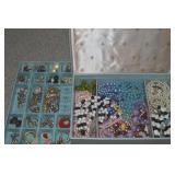Vtg Jewelry Box w/ Contents - Mostly Wearable Vtg