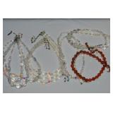 (5) Vtg Iridescent Crystal Beaded Necklaces