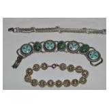 (3) Vtg Bracelets w/ SIlver Filigree Balls,