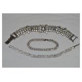 (3) Vtg Silvertone Rhinestone Bracelets