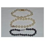 (3) Vintage Pearl Bracelets w/ Danbury Mint Black