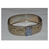 Art Nouveau Silvertone w/ Blue Stone Clasping
