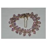 Vtg Goldtone Rhinestone & Iridescent Beaded