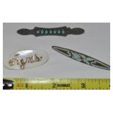 (3) Antique/Vtg Brooch Lot w/ Agnes Gold Wire +