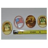 (4) Vtg Oval US Flag / Americana Brooch Lot