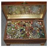 Vtg Wooden Jewelry Box Full of Wear/Repair/Harvest
