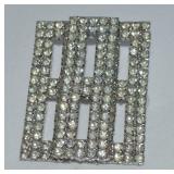 Vtg Hobe Silvertone Rhinestone Geometric Brooch