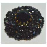 Vtg West Germany Black Faceted & Irisdescent Bead
