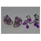 (2) Vtg Silvertone Clip Earring Prs Sarah Coventry