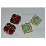(2) Vtg Goldtone Clip Earring Prs: Weiss & Vendome