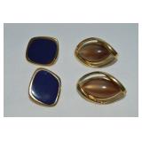 (2) Vtg Goldtone Clip Earring Prs: Bergere & Coro