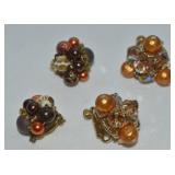 (2) Vtg Goldtone Clip Earring Prs Vendome & Japan