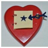WWII Era Celluloid Sweetheart Heart Photo Brooch