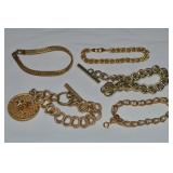 (5) Vtg Goldtone Costume Jewelry Bracelets incl