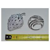 (2) Vtg Silvertone Brooch Lot: Sarah Coventry