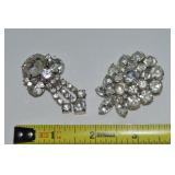 (2) Vintage Silvertone Rhinestone Brooch Lot