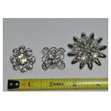 (3) Vtg Silvertone Rhinestone Brooch Lot