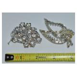 (2) Vtg Silvertone Rhinestone Brooch Lot
