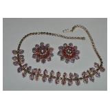 Vtg Goldtone Pink Faceted Iridescent Bead &