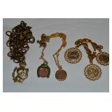 (4) Vtg Goldtone US Coin & Napoleon Pendant