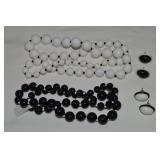 (2) China Black & White Necklace/Earring Sets