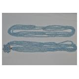 (2) Vtg Light Blue Beaded Necklaces - Strand &
