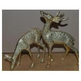 Vintage Brass Reindeer Figure Pair 6.25" Tallest