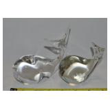 (2) Vintage Blown Art Glass Whale Figures