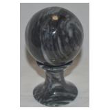 Black & White Veined Marble Sphere w/ Solid