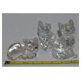 (3) Vintage Glass / Crystal Cat Figures w/Princess