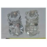 (2) Vtg Fenton Clear/Birthstone Teddy Bear Art