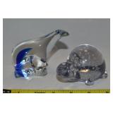 (2) Vintage Glass Animal Figures: Polar Bear +