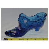 Vtg Fenton Handpainted Blue Art Glass Cabbage