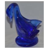 Vtg Altaglass Silver Flecked Blue Art Glass Bird