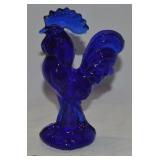 Vtg Cobalt Blue Art Glass Rooster Figure