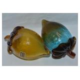 (2) Contempo Italian-style Art Glass Fruit Decor