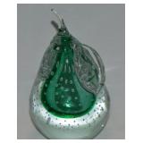 Vtg Murano Italy Bullicante Art Glass Pear Paper
