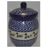 Bolaslawiec Polish Pottery Cookie Jar w/ Lid 9"