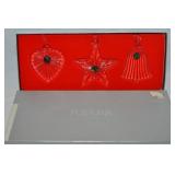 Vtg Fostoria Lead Crystal 3pc Christmas Ornaments