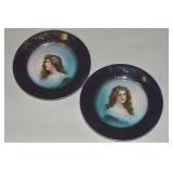 Pr Antique Rosenthal Bav Cobalt Portrait Plates 6"