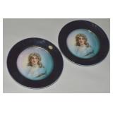 Pr Antique Rosenthal Bav Cobalt Portrait Plates 6"