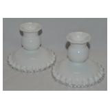 Vtg Fenton Silvercrest Milk Glass Candle Holder Pr