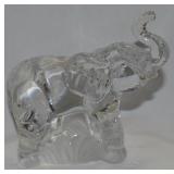 Vtg Clear & Frosted Glass Trunk Up Elephant Figure