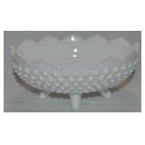 Vtg Fenton Hobnail Milk Glass Footed Oval Candy