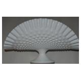 Vtg Fenton Hobnail Milk Glass Pedestal Banana Bowl