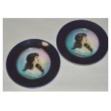 Pr Antique Rosenthal Bav Cobalt Portrait Plates 6"
