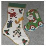 (2) Vintage Felt & Sequined Santa Claus Christmas