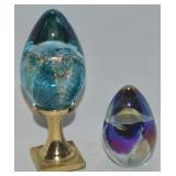 (2) Studio Art Glass Paperweights: MSH Ash 1988