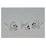 (3) Swarovski Crystal 1" Miniature Mice Figures